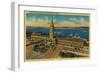 Ferry Building and Bay - San Francisco, CA-Lantern Press-Framed Art Print