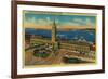 Ferry Building and Bay - San Francisco, CA-Lantern Press-Framed Art Print