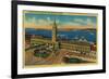 Ferry Building and Bay - San Francisco, CA-Lantern Press-Framed Art Print