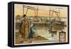 Ferry Crossing the Syr-Darya River at Khujand in Tajikistan-null-Framed Stretched Canvas