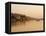 Ferry Crosssing the River Ganges at Sunset, Haridwar, Uttaranchal, India, Asia-Mark Chivers-Framed Stretched Canvas