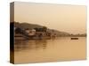 Ferry Crosssing the River Ganges at Sunset, Haridwar, Uttaranchal, India, Asia-Mark Chivers-Stretched Canvas