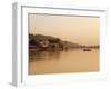 Ferry Crosssing the River Ganges at Sunset, Haridwar, Uttaranchal, India, Asia-Mark Chivers-Framed Premium Photographic Print