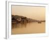 Ferry Crosssing the River Ganges at Sunset, Haridwar, Uttaranchal, India, Asia-Mark Chivers-Framed Photographic Print