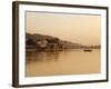 Ferry Crosssing the River Ganges at Sunset, Haridwar, Uttaranchal, India, Asia-Mark Chivers-Framed Photographic Print