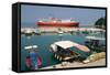 Ferry Entering the Harbour of Poros, Kefalonia, Greece-Peter Thompson-Framed Stretched Canvas