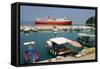 Ferry Entering the Harbour of Poros, Kefalonia, Greece-Peter Thompson-Framed Stretched Canvas