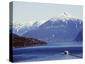 Ferry in Howe Sound, Scenery on the Sea to Sky Highway, Near Vancouver, British Columbia, Canada-Christian Kober-Stretched Canvas