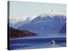 Ferry in Howe Sound, Scenery on the Sea to Sky Highway, Near Vancouver, British Columbia, Canada-Christian Kober-Stretched Canvas