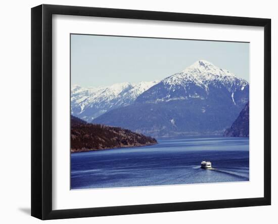 Ferry in Howe Sound, Scenery on the Sea to Sky Highway, Near Vancouver, British Columbia, Canada-Christian Kober-Framed Photographic Print