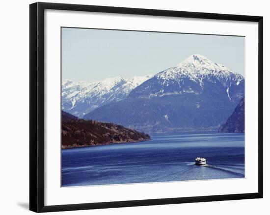 Ferry in Howe Sound, Scenery on the Sea to Sky Highway, Near Vancouver, British Columbia, Canada-Christian Kober-Framed Photographic Print