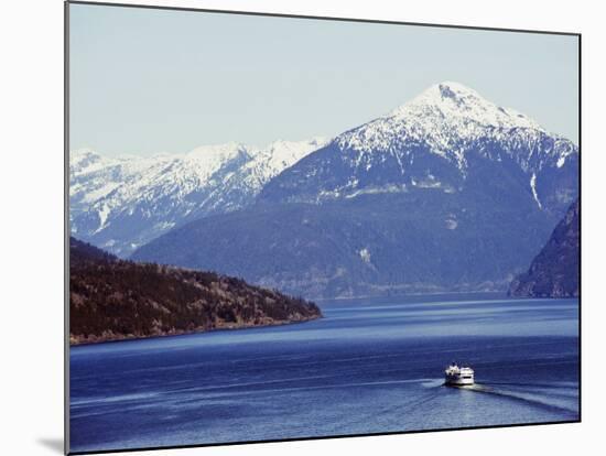 Ferry in Howe Sound, Scenery on the Sea to Sky Highway, Near Vancouver, British Columbia, Canada-Christian Kober-Mounted Photographic Print