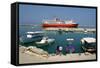 Ferry in the Harbour of Poros, Kefalonia, Greece-Peter Thompson-Framed Stretched Canvas