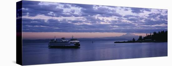 Ferry in the Sea, Elliott Bay, Puget Sound, Washington State, USA-null-Stretched Canvas