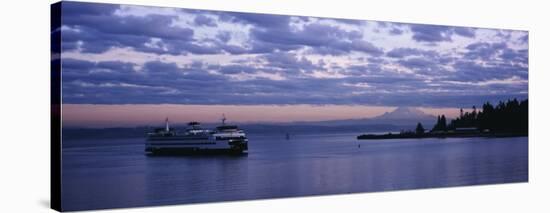 Ferry in the Sea, Elliott Bay, Puget Sound, Washington State, USA-null-Stretched Canvas