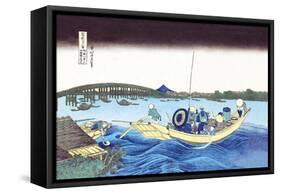 Ferry Leaving the Dock-Katsushika Hokusai-Framed Stretched Canvas