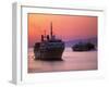 Ferry & Marine Traffic at Mykonos Harbor, Greece-Walter Bibikow-Framed Premium Photographic Print