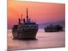 Ferry & Marine Traffic at Mykonos Harbor, Greece-Walter Bibikow-Mounted Photographic Print