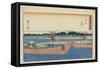 Ferry on the Tenryu River at Mitsuke, 1841-1842-Utagawa Hiroshige-Framed Stretched Canvas