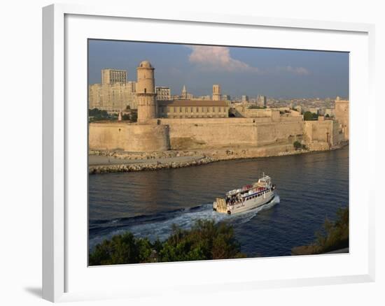 Ferry Passing the Old Fortress, Entering Marseille Harbour, Bouches Du Rhone, Provence, France-Groenendijk Peter-Framed Photographic Print