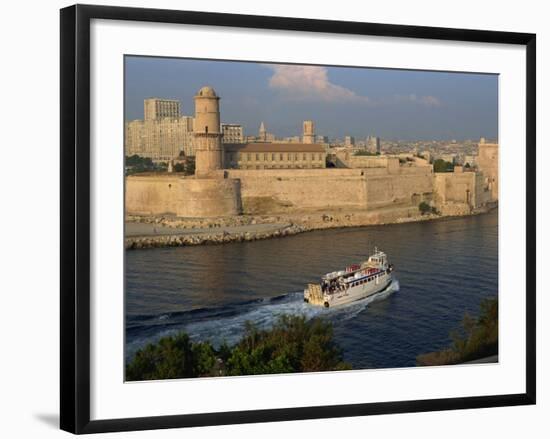 Ferry Passing the Old Fortress, Entering Marseille Harbour, Bouches Du Rhone, Provence, France-Groenendijk Peter-Framed Photographic Print