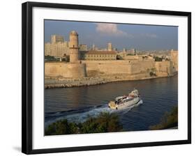 Ferry Passing the Old Fortress, Entering Marseille Harbour, Bouches Du Rhone, Provence, France-Groenendijk Peter-Framed Photographic Print