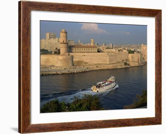 Ferry Passing the Old Fortress, Entering Marseille Harbour, Bouches Du Rhone, Provence, France-Groenendijk Peter-Framed Photographic Print