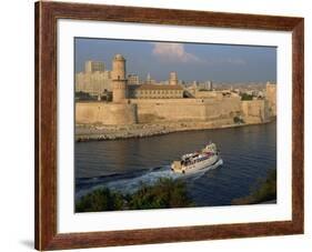 Ferry Passing the Old Fortress, Entering Marseille Harbour, Bouches Du Rhone, Provence, France-Groenendijk Peter-Framed Photographic Print