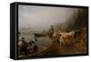 Ferry place by the lake, 1883-Anders Askevold-Framed Stretched Canvas