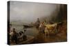 Ferry place by the lake, 1883-Anders Askevold-Stretched Canvas