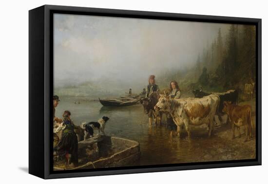 Ferry place, by the lake, 1883-Anders Askevold-Framed Stretched Canvas