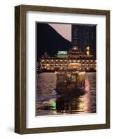 Ferry Sailing Towards Jumbo Floating Restaurant at Dusk, Aberdeen Harbour, Hong Kong, China, Asia-Purcell-Holmes-Framed Photographic Print