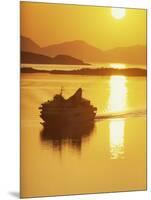 Ferry Silhouetted by the Midnight Sun, Harstad, Norway, Scandinavia, Europe-Dominic Harcourt-webster-Mounted Photographic Print