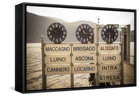 Ferry Terminal Timetable, Cannobio, Lake Maggiore, Piedmont, Italy-Doug Pearson-Framed Stretched Canvas