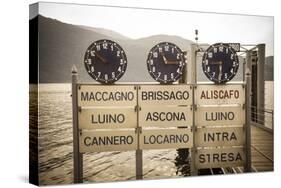 Ferry Terminal Timetable, Cannobio, Lake Maggiore, Piedmont, Italy-Doug Pearson-Stretched Canvas