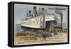 Ferry Transporting Trains across Lake Baikal, Siberia-null-Framed Stretched Canvas