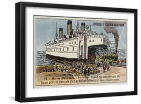 Ferry Transporting Trains across Lake Baikal, Siberia-null-Framed Giclee Print