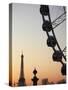 Ferry Wheel in Place De La Concorde with Eiffel Tower in the Background Near Sunset, Paris, France-Bruce Yuanyue Bi-Stretched Canvas