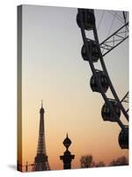 Ferry Wheel in Place De La Concorde with Eiffel Tower in the Background Near Sunset, Paris, France-Bruce Yuanyue Bi-Stretched Canvas