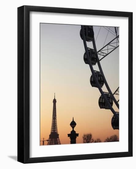 Ferry Wheel in Place De La Concorde with Eiffel Tower in the Background Near Sunset, Paris, France-Bruce Yuanyue Bi-Framed Photographic Print