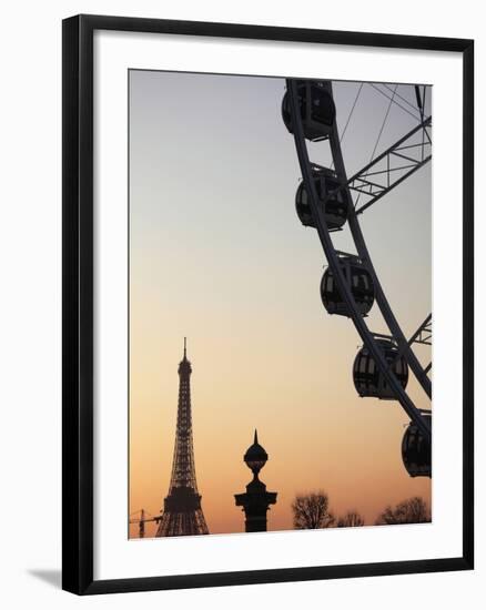 Ferry Wheel in Place De La Concorde with Eiffel Tower in the Background Near Sunset, Paris, France-Bruce Yuanyue Bi-Framed Photographic Print