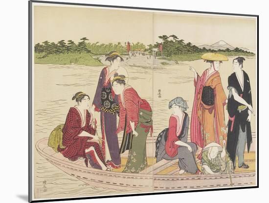 Ferryboat on the Rokugo River, 1784-Torii Kiyonaga-Mounted Giclee Print