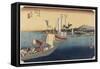 Ferryboats, Arai, C. 1833-Utagawa Hiroshige-Framed Stretched Canvas