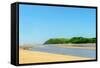 Ferryside Beach, the Coast of Carmarthenshire, Showing the Estuary of the River Tywi-Freespiritcoast-Framed Stretched Canvas