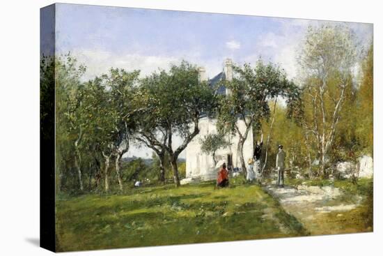 Fervaques, Garden and House of Monsieur Jacquette, 1877-Eugène Boudin-Stretched Canvas