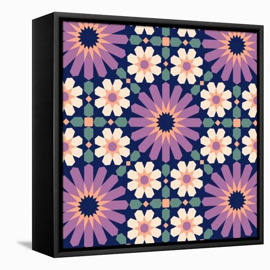 Fes Tile Nightfall-null-Framed Stretched Canvas