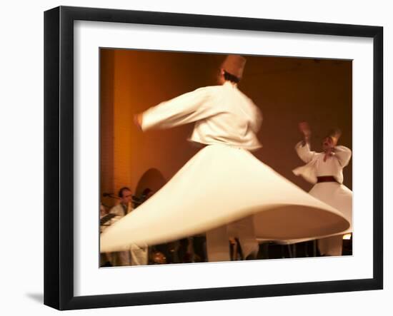 Fes, Two Whirling Dervishes Perform During a Concert at Fes Festival of World Sacred Music, Morocco-Susanna Wyatt-Framed Photographic Print