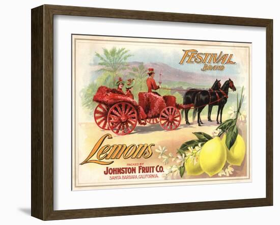 Festival Brand - Santa Barbara, California - Citrus Crate Label-Lantern Press-Framed Art Print