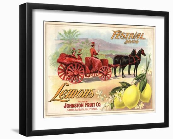 Festival Brand - Santa Barbara, California - Citrus Crate Label-Lantern Press-Framed Art Print