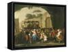 Festival in a Square in Naples, Italy-Pietro Fabris-Framed Stretched Canvas